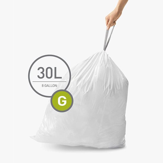Worki na śmieci, kod G, 30 L / 60 szt., plastikowe - simplehuman