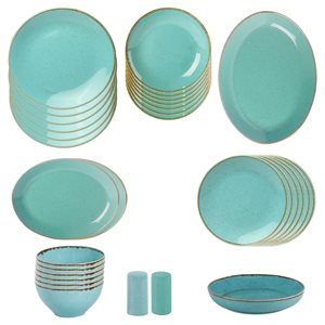 30-piece tableware set, porcelain, "Seasons", Turquoise - Porland