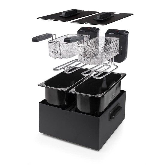 2-compartment fryer, 6 l, 2 x 1800 W, black colour - Princess brand