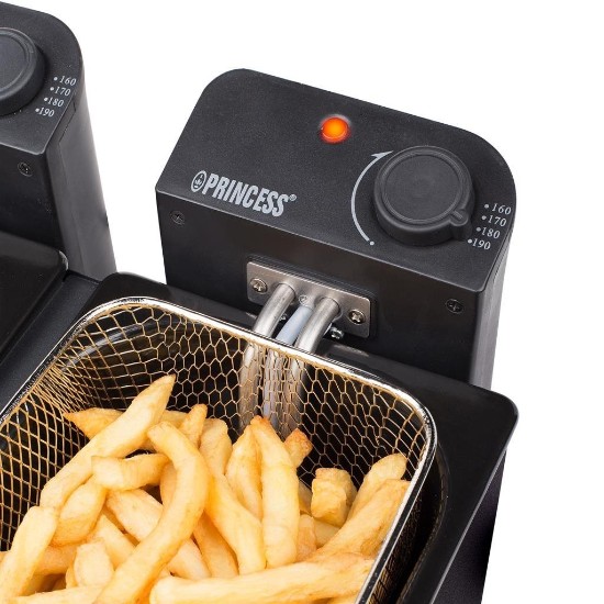 2-compartment fryer, 6 l, 2 x 1800 W, black colour - Princess brand