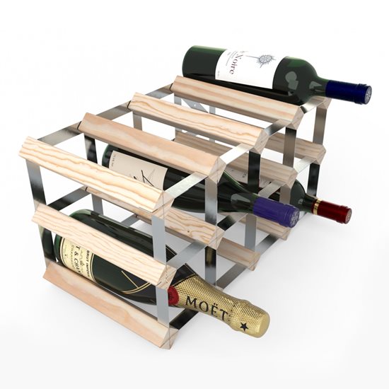 Rack for 12 wine bottles, pine wood, Natur, assembled - RTA