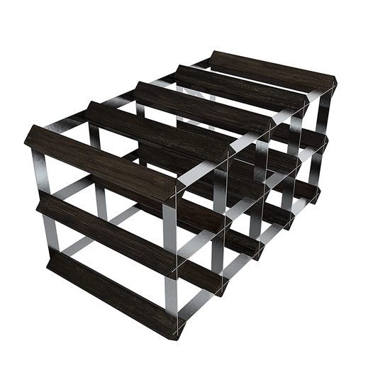 Rack for 12 wine bottles, pine wood, "Black Ash" color, assembled - RTA