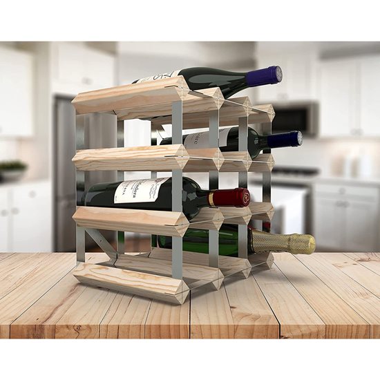 Rack para 12 garrafas de vinho, madeira de pinho, Natur - RTA