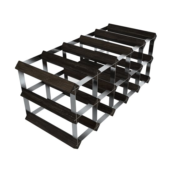 Portabottiglie per 15 bottiglie di vino, legno di pino, colore "Black Ash" - RTA