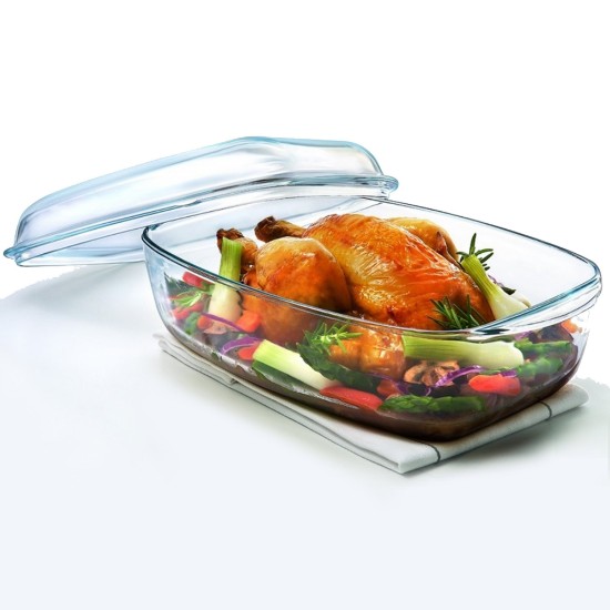 Rectangular dish with lid, made of heat-resistant glass, "Essentials", 6.5 L - Pyrex