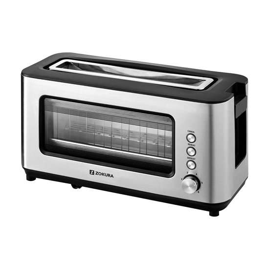 2-slot toaster, with glass window, 1200 W - Zokura