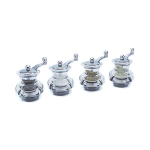 Set of 4 spice grinders with crank handle, 7 cm, acrylic, "Boogie" - Marlux