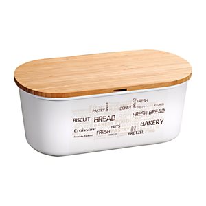 Κουτί ψωμιού με ξύλο κοπής, 18 x 34 cm, μελαμίνη, λευκό - Kesper