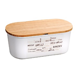 Bread box with chopping board, 18 x 34 cm, melamine, white - Kesper