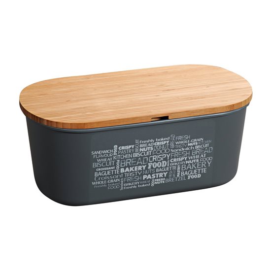 Kutija za kruh s daskom za rezanje, 18 x 34 cm, melamin, siva - Kesper