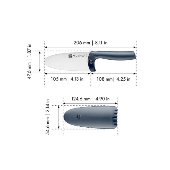 Scian cócaire leanaí, 10 cm, Twinny, gorm - Zwilling