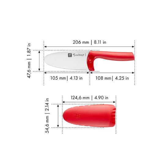 Barnkockkniv, 10 cm, Twinny, röd - Zwilling