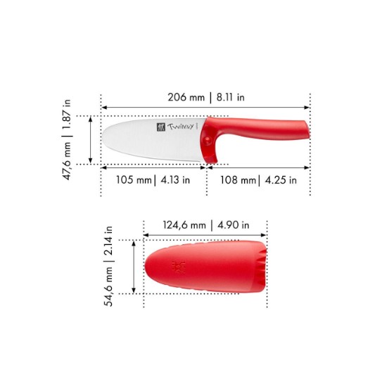 Nóż szefa kuchni dziecięcy 10 cm Twinny czerwony - Zwilling