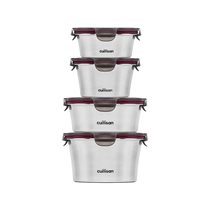Set of 4 “Flora” food storage containers, round, made from plastic - Cuitisan