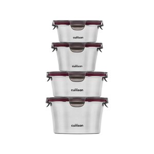 Set of 4 “Flora” food storage containers, round, made from plastic - Cuitisan
