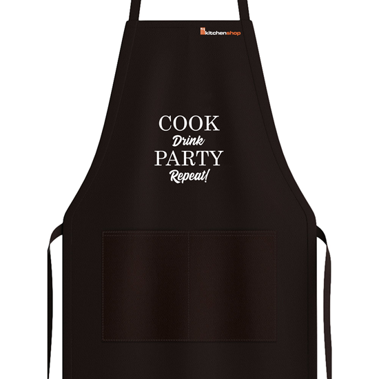 Virtuves priekšauts “COOK Drink PARTY Repeat!”