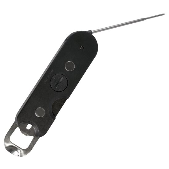 Meat thermometer, with lid opener, black - Zokura