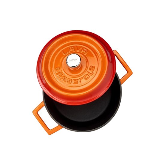 Kasserolle, støbejern, 20 cm, "Trendy", orange farve - LAVA