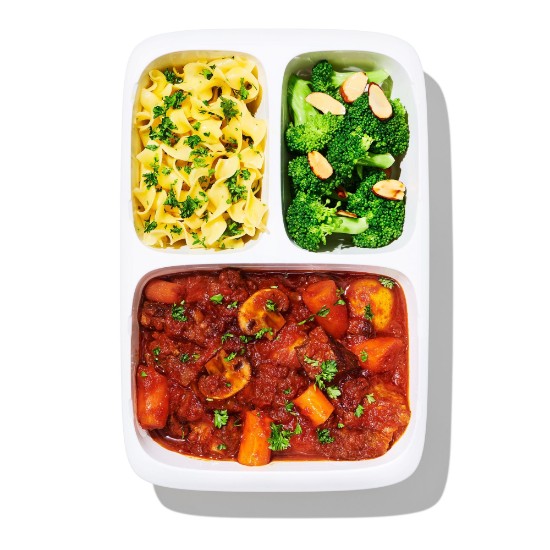 Prep & Go Contenedor de alimentos de 3 compartimentos, 26,7 x 18,4 cm, plástico - OXO