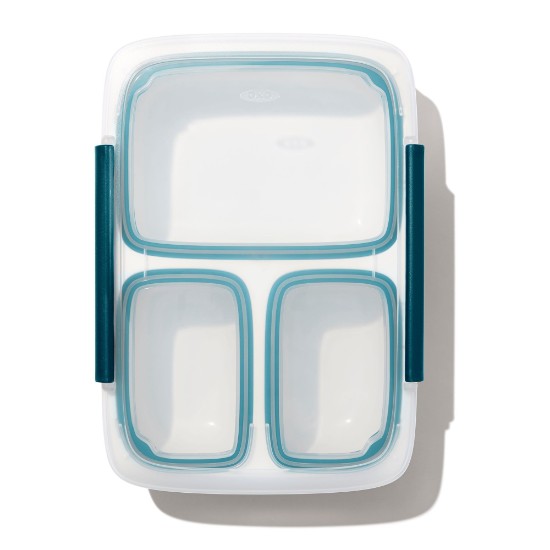 Prep & Go Contenedor de alimentos de 3 compartimentos, 26,7 x 18,4 cm, plástico - OXO