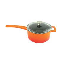 Cast iron saucepan with handle, 16 cm, orange color, "Glaze" range - LAVA brand