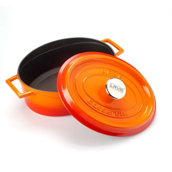 Oval kasserolle, støpejern, 31 cm, "Trendy", oransje farge - LAVA merke