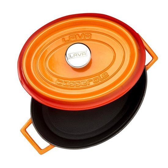 Oval kastrull, gjutjärn, 31 cm, "Trendy", orange färg - LAVA märke
