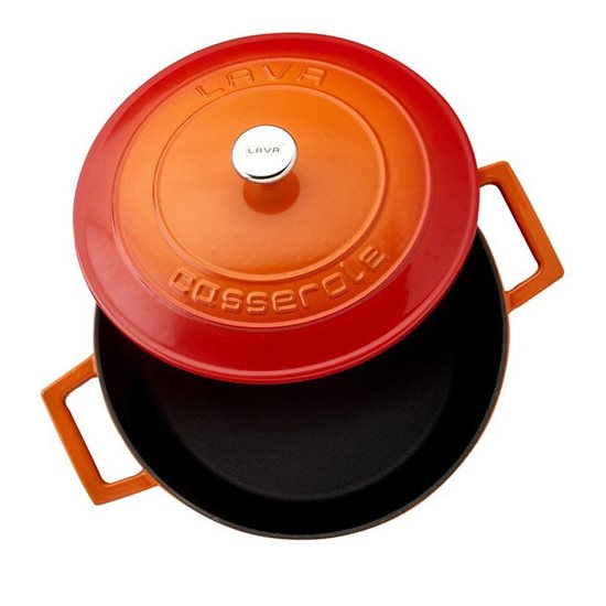 Saucepan, cast iron, 24 cm, "Folk", orange color - LAVA brand