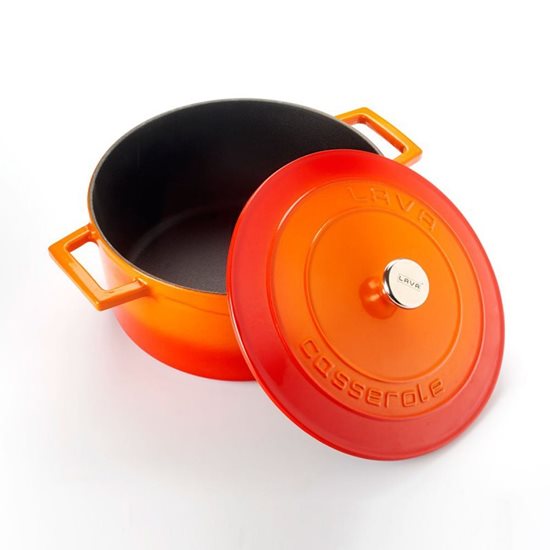 Saucepan, cast iron, 24 cm, "Folk", orange color - LAVA brand
