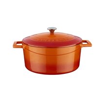 Saucepan, cast iron, 24 cm, "Folk", orange color - LAVA brand