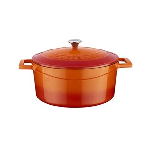 Saucepan, cast iron, 24 cm, "Folk", orange color - LAVA brand