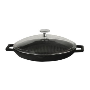 Grillpanna, tillverkad av gjutjärn, med lock, 30 cm - LAVA
