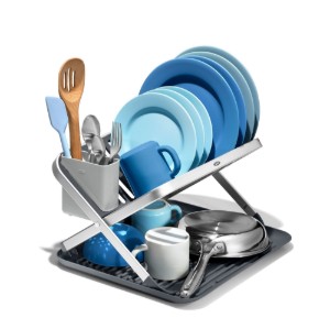 Foldable dish dryer rack, 41.7 x 37.1 x 5.1 cm, aluminum - OXO