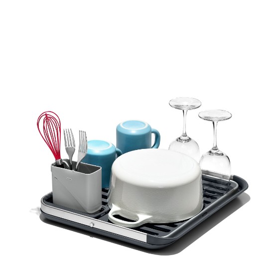 Skládací stojan na sušení nádobí, 41,7 x 37,1 x 5,1 cm, hliník - OXO