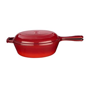 Combo set consisting in frying pan and lid, 26cm, cast iron, Red - LAVA brand