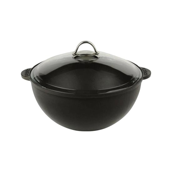 Runder Schmortopf mit Glasdeckel, Gusseisen, 28 cm - LAVA