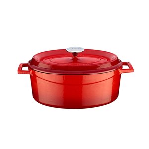 Oval saucepan, cast iron, "Trendy", 27 cm, red - LAVA