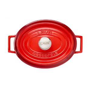 Ovale steelpan, gietijzer, "Trendy", 27 cm, rood - LAVA