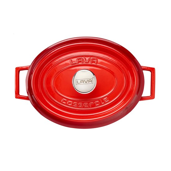 Oval gryde, støbejern, "Trendy", 27 cm, rød - LAVA