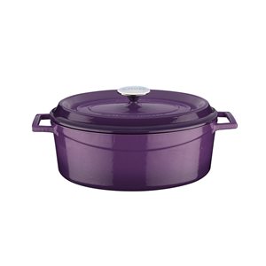 Oval saucepan, cast iron, 27 cm, "Trendy" range, purple - LAVA brand