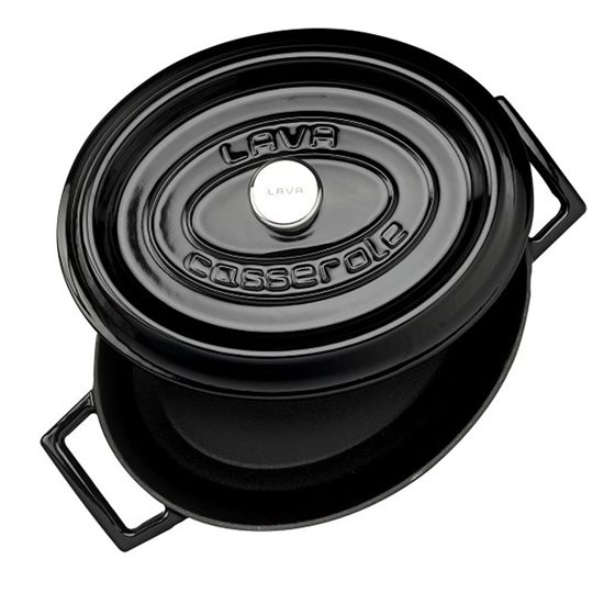 Oval saucepan, cast iron, 27cm/3.91L, "Trendy", Black - LAVA 