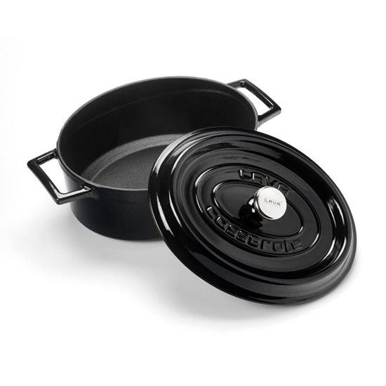 Oval saucepan, cast iron, 27cm/3.91L, "Trendy", Black - LAVA 