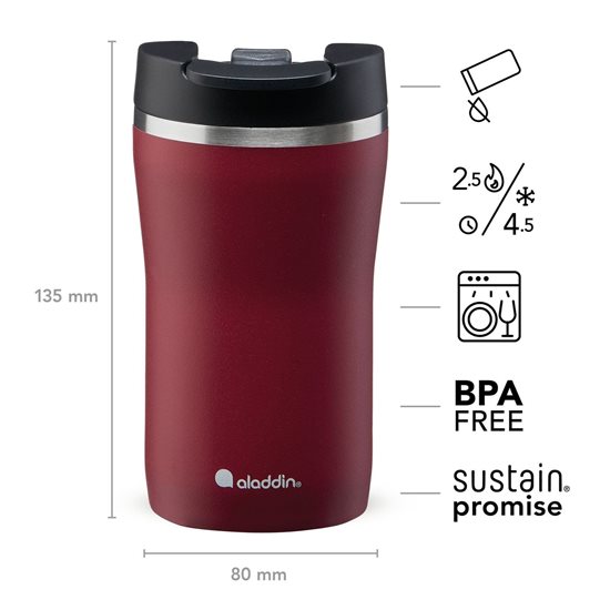 "Cafe Thermavac" thermo-insulated mug, 250 ml, <<Burgundy Red>> - Aladdin
