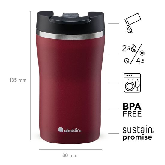 Caneca termo-isolada "Cafe Thermavac", 250 ml, <<Burgundy Red>> - Aladdin