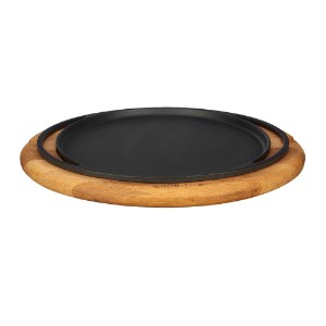 Ταψί για πίτσα / pancake, μαντεμένιο, 28 cm, με ξύλινη βάση - LAVA