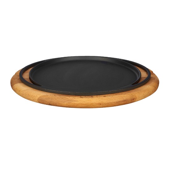 Pizza / pancake pan, cast iron, 28 cm, with wooden stand - LAVA