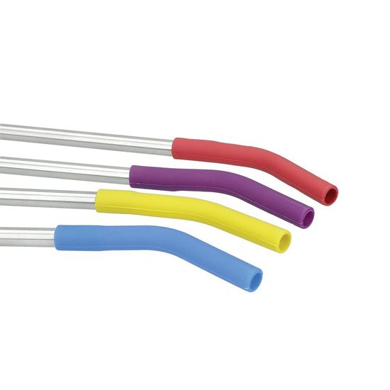 Set of 4 stainless steel straws, 23 cm and cleaning brush - made by Kitchen Craft