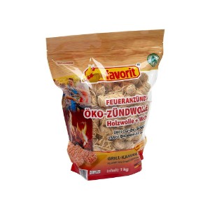Firelighters for barbecue, based on wood wool, 1 kg