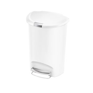 Trash can with pedal, 50 L, semi-round, White - simplehuman
