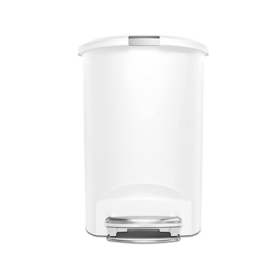 Poubelle à pédale, 50 L, semi-ronde, Blanc - simplehuman